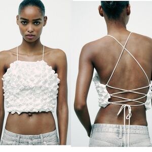 New - Zara VOLUMINOUS SATIN TOP